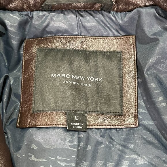 MARC NEW YORK/ANDREW MARC Faux/Vegan Leather Moto Jacket, Deep Burgundy - L - Picture 13 of 15